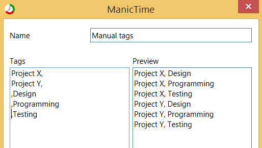 manictime filter tags